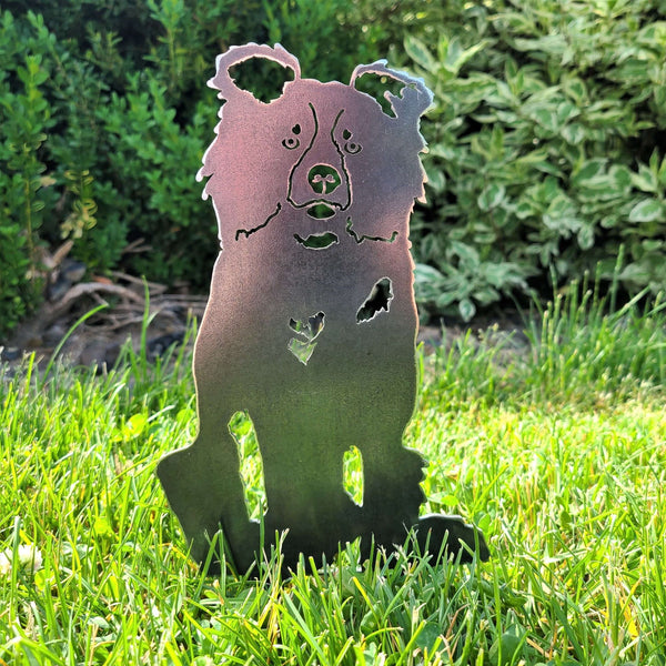 Border Collie Corten steel dog silhouette, raw polished steel finish – My Metal Rescue