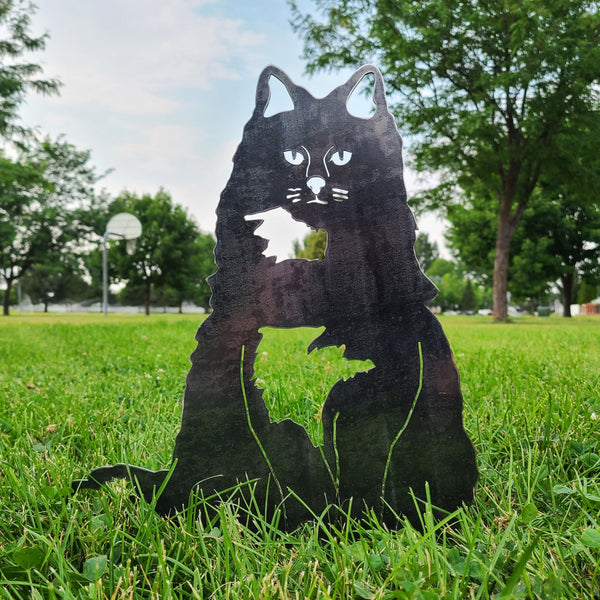 British Longhair Corten steel dog silhouette, raw polished steel finish – My Metal Rescue