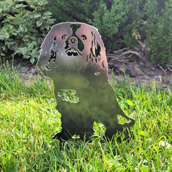 Cavalier King Charles Spaniel Corten steel dog silhouette, raw polished steel finish – My Metal Rescue
