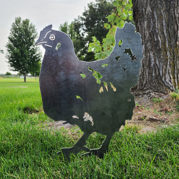 Chicken Corten steel dog silhouette, raw polished steel finish – My Metal Rescue
