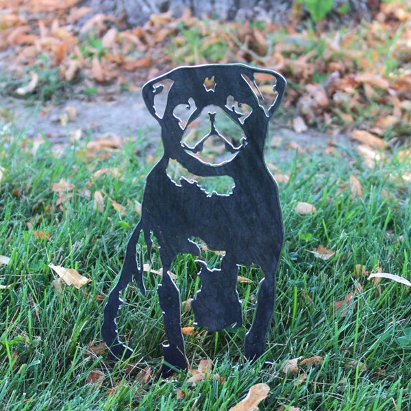 Pug Corten steel dog silhouette, raw polished steel finish – My Metal Rescue