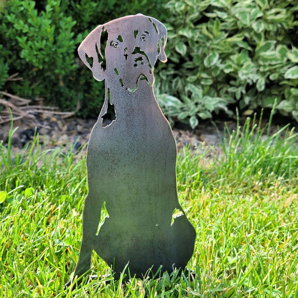 German Shorthaired Pointer Corten steel dog silhouette, raw polished steel finish – My Metal Rescue