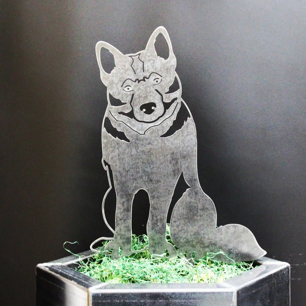 Norwegian Elkhound Corten steel dog silhouette, raw polished steel finish – My Metal Rescue