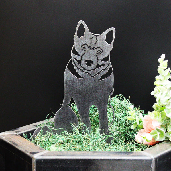 Norwegian Elkhound Corten steel dog silhouette, raw polished steel finish – My Metal Rescue