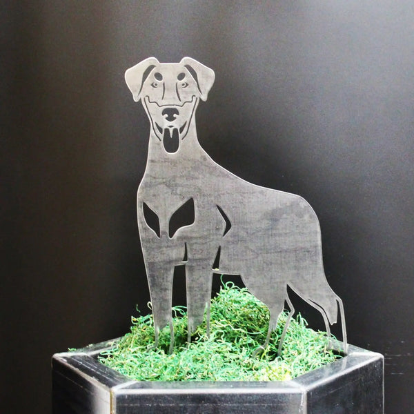 Doberman Pinscher Natural Ear Corten steel dog silhouette, raw polished steel finish – My Metal Rescue