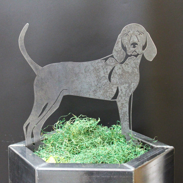 Redbone Coonhound Corten steel dog silhouette, raw polished steel finish – My Metal Rescue