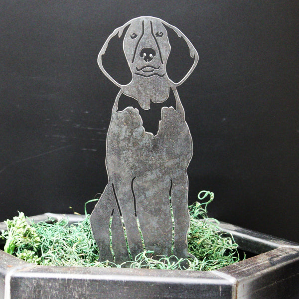 American English Coonhound Corten steel dog silhouette, raw polished steel finish – My Metal Rescue