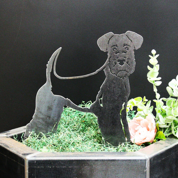 Welsh Terrier Corten steel dog silhouette, raw polished steel finish – My Metal Rescue