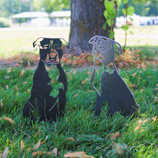 Staffordshire Bull Terrier Corten steel dog silhouette, raw polished steel finish – My Metal Rescue