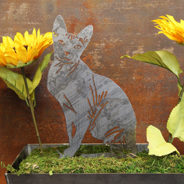 Sphynx Corten steel dog silhouette, raw polished steel finish – My Metal Rescue