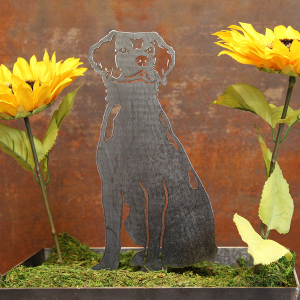 Brittany Spaniel Corten steel dog silhouette, raw polished steel finish – My Metal Rescue