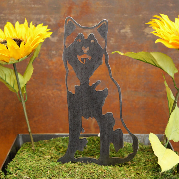 Siberian Husky Corten steel dog silhouette, raw polished steel finish – My Metal Rescue