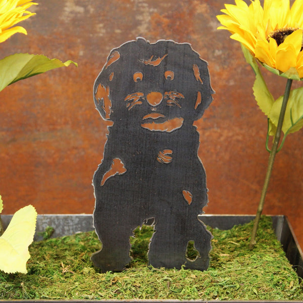 Maltese Corten steel dog silhouette, raw polished steel finish – My Metal Rescue