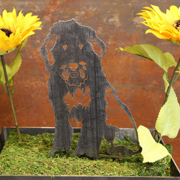 Old English Sheepdog Corten steel dog silhouette, raw polished steel finish – My Metal Rescue