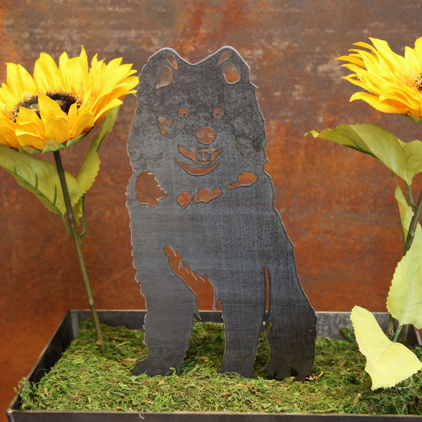 Samoyed Corten steel dog silhouette, raw polished steel finish – My Metal Rescue