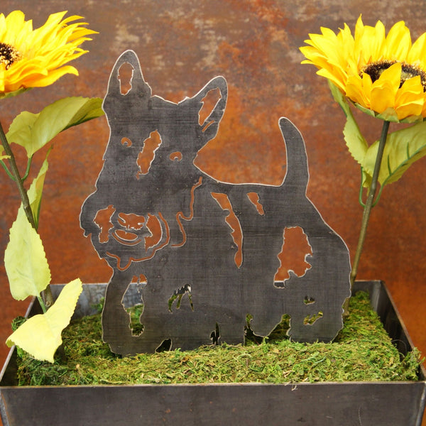 Scottish Terrier Corten steel dog silhouette, raw polished steel finish – My Metal Rescue