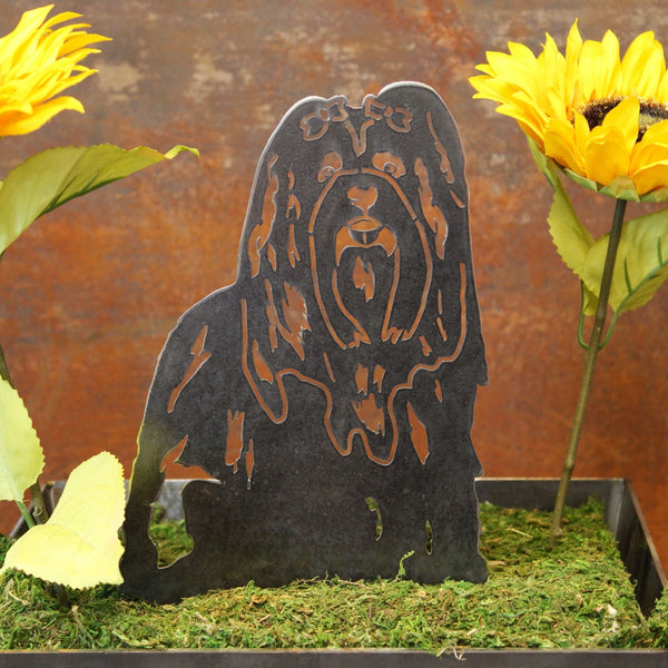 Lhasa Apso Corten steel dog silhouette, raw polished steel finish – My Metal Rescue