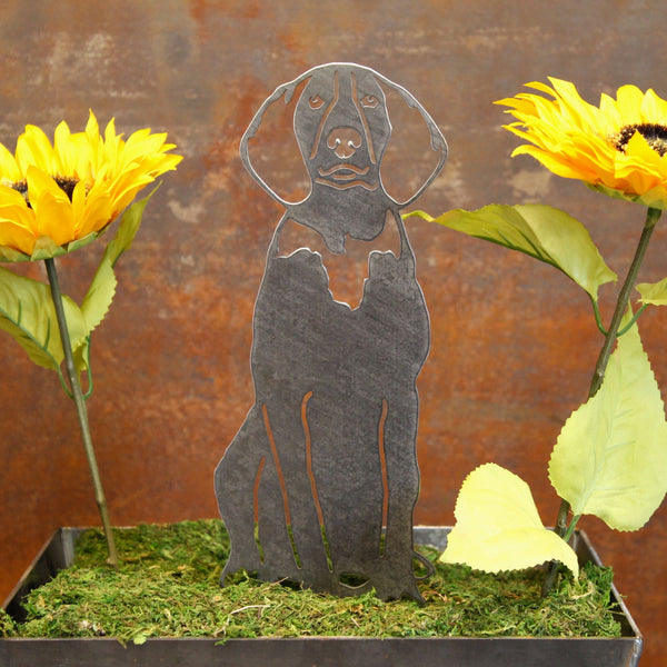 American English Coonhound Corten steel dog silhouette, raw polished steel finish – My Metal Rescue