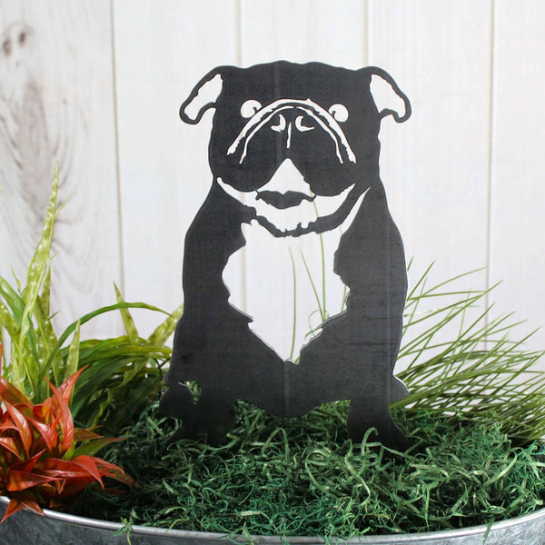 English Bulldog Corten steel dog silhouette, raw polished steel finish – My Metal Rescue