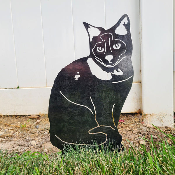 Birman Corten steel dog silhouette, raw polished steel finish – My Metal Rescue