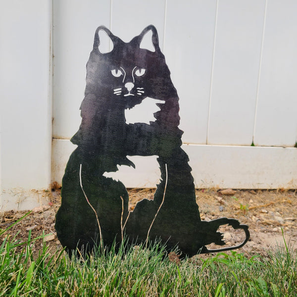 British Longhair Corten steel dog silhouette, raw polished steel finish – My Metal Rescue