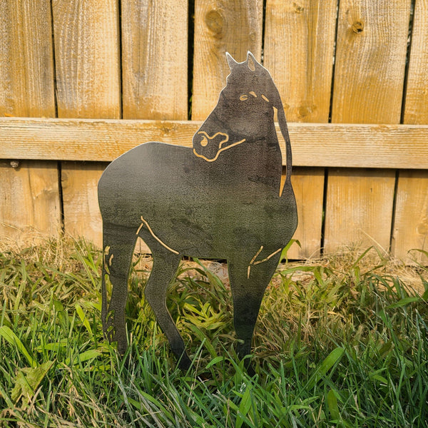 Horse Corten steel dog silhouette, raw polished steel finish – My Metal Rescue