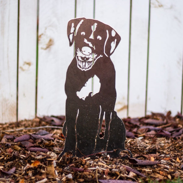 Wirehaired Pointing Griffon Corten steel dog silhouette, raw polished steel finish – My Metal Rescue