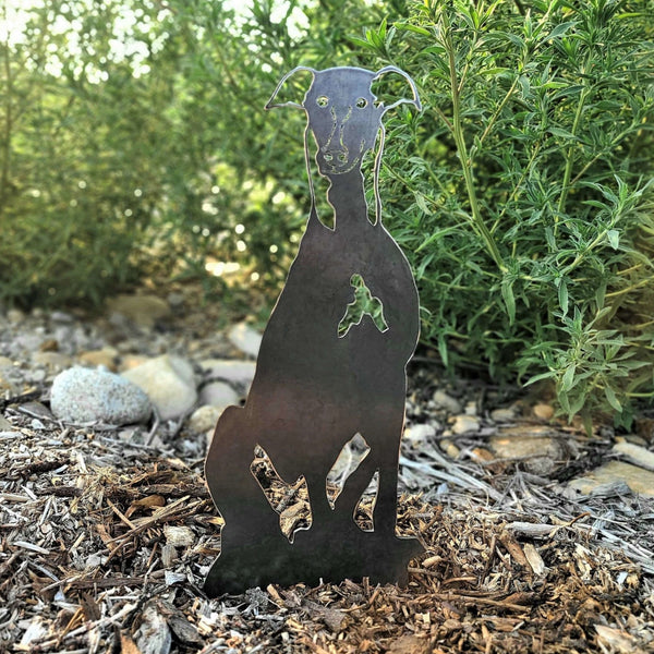 Whippet Corten steel dog silhouette, raw polished steel finish – My Metal Rescue