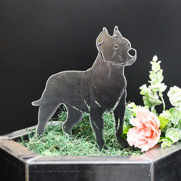 Dogo Argentino Corten steel dog silhouette, raw polished steel finish – My Metal Rescue