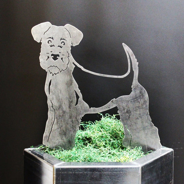 Welsh Terrier Corten steel dog silhouette, raw polished steel finish – My Metal Rescue