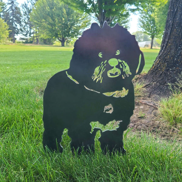 Bichon Frise Corten steel dog silhouette, raw polished steel finish – My Metal Rescue