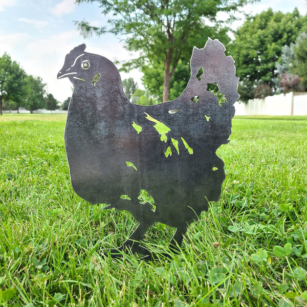 Chicken Corten steel dog silhouette, raw polished steel finish – My Metal Rescue