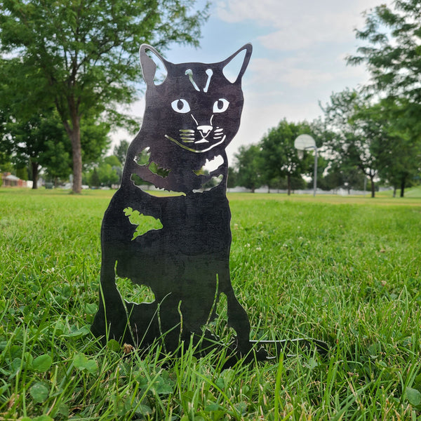 Shorthair Tabby Corten steel dog silhouette, raw polished steel finish – My Metal Rescue