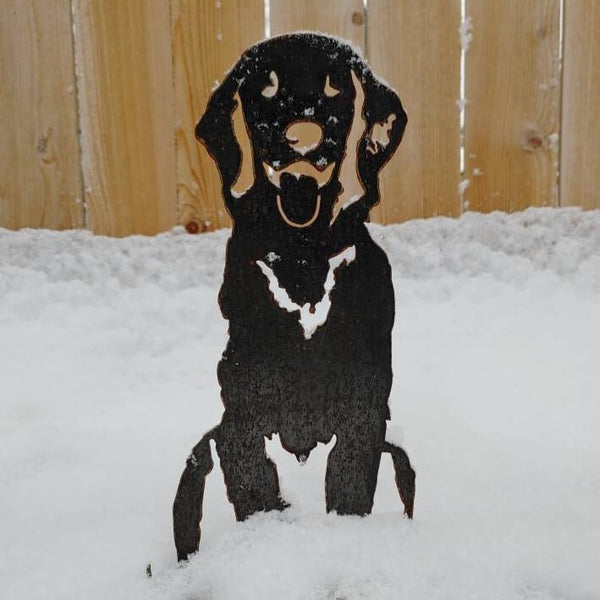 Golden Retriever Sitting Metal Art Handcrafted Dog Décor Corten steel dog silhouette, raw polished steel finish – My Metal