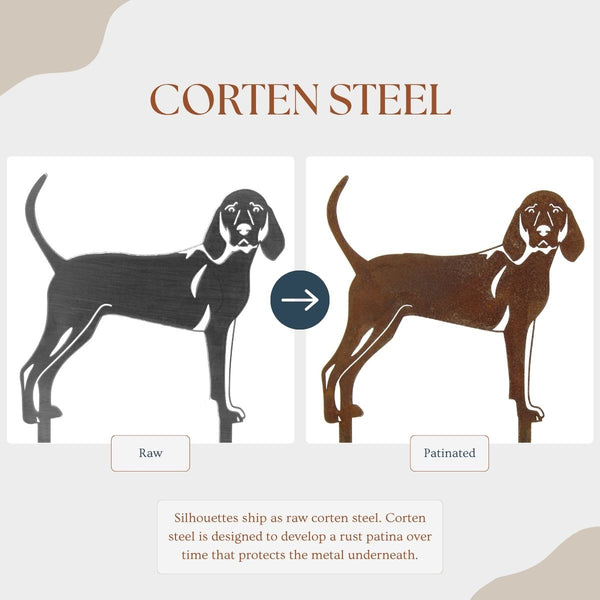 Redbone Coonhound Corten steel dog silhouette – My Metal Rescue