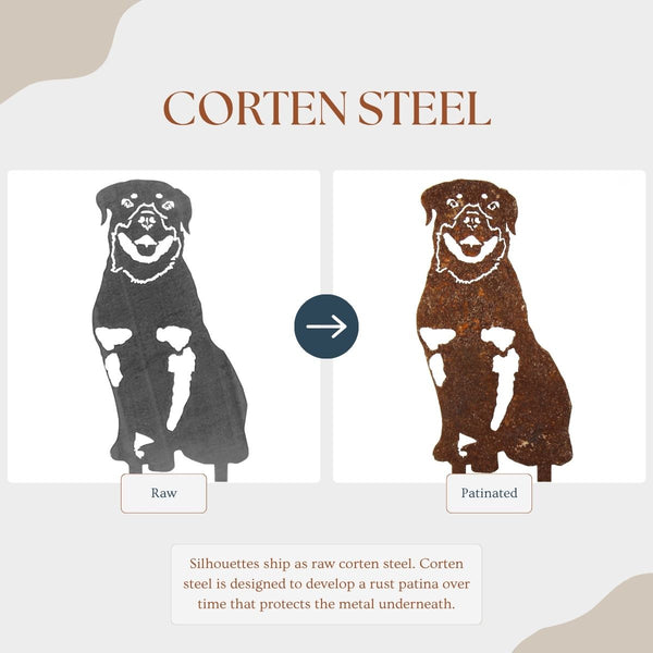 Rottweiler Corten steel dog silhouette – My Metal Rescue