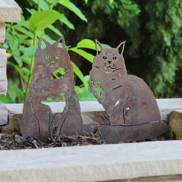 Maine Coon Corten steel dog silhouette, rusted patina finish – My Metal Rescue