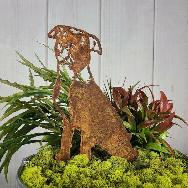 American Pit Bull Terrier Corten steel dog silhouette, rusted patina finish – My Metal Rescue