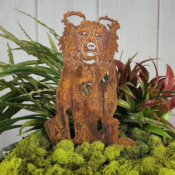 Border Collie Corten steel dog silhouette, rusted patina finish – My Metal Rescue