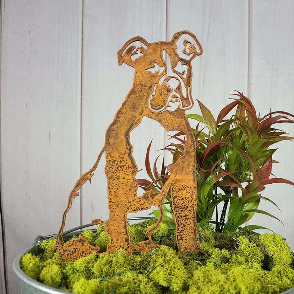 Boxer Corten steel dog silhouette, rusted patina finish – My Metal Rescue
