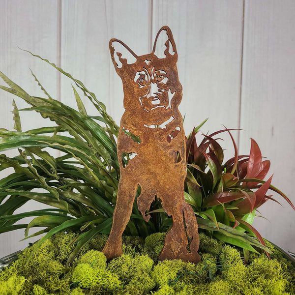 German Shepherd Corten steel dog silhouette, rusted patina finish – My Metal Rescue