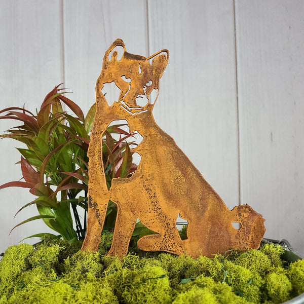 Shiba Inu Corten steel dog silhouette, rusted patina finish – My Metal Rescue