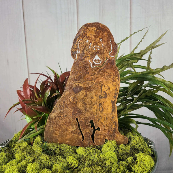 Newfoundland Corten steel dog silhouette, rusted patina finish – My Metal Rescue