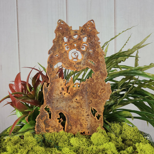 German Spitz Corten steel dog silhouette, rusted patina finish – My Metal Rescue