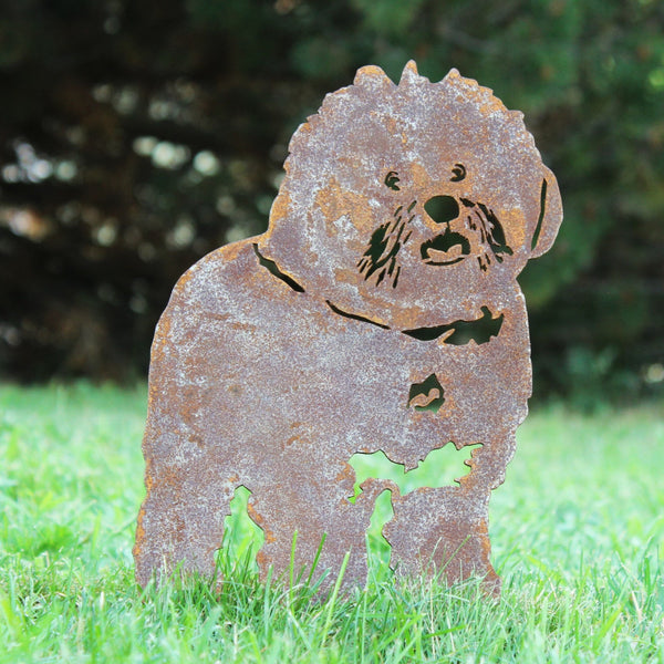 Bichon Frise Corten steel dog silhouette, rusted patina finish – My Metal Rescue