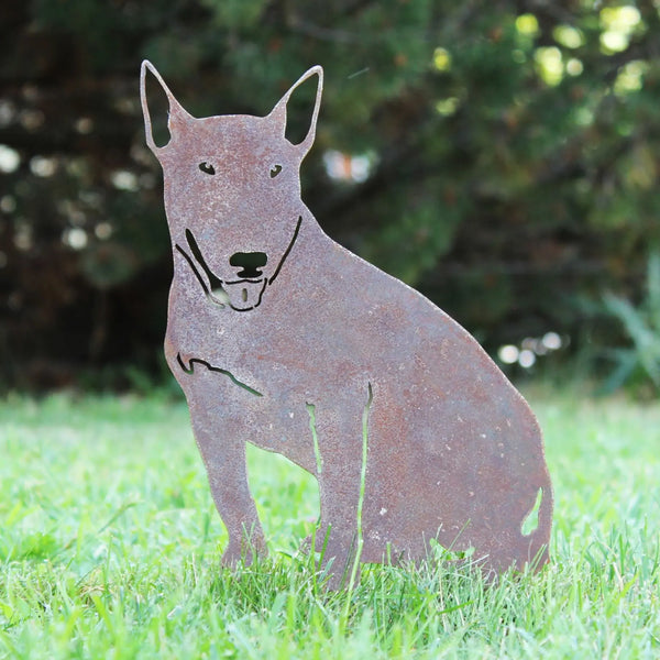 Bull Terrier Corten steel dog silhouette, rusted patina finish – My Metal Rescue