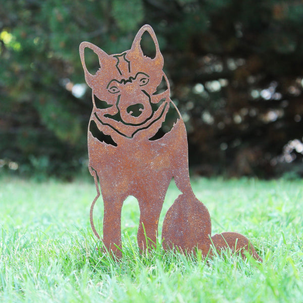 Norwegian Elkhound Corten steel dog silhouette, rusted patina finish – My Metal Rescue