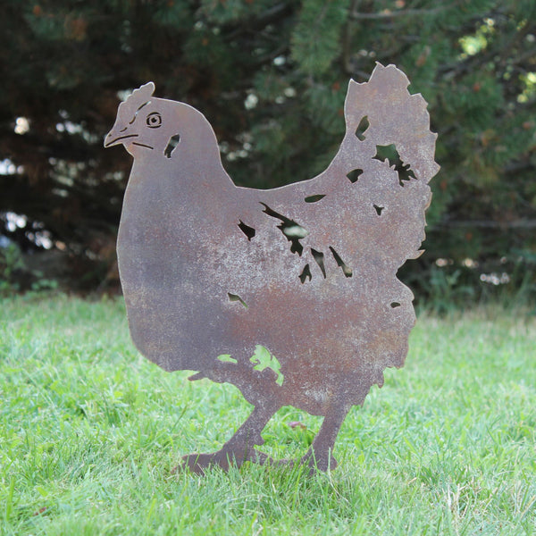 Chicken Corten steel dog silhouette, rusted patina finish – My Metal Rescue