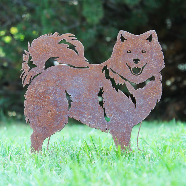 Keeshond Corten steel dog silhouette, rusted patina finish – My Metal Rescue