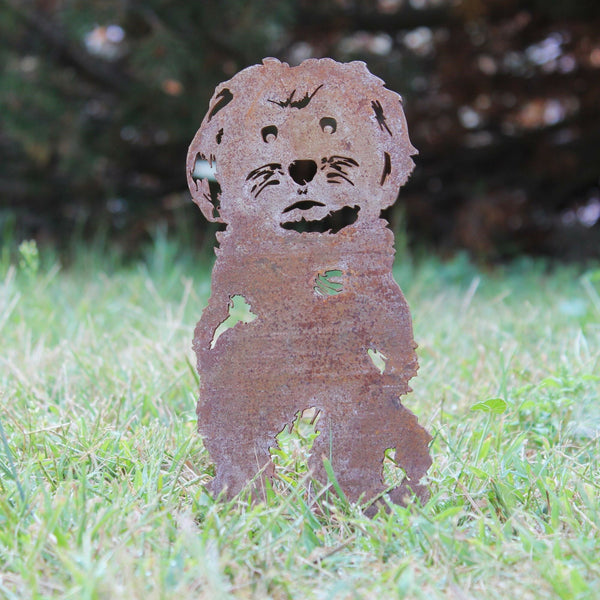 Maltese Corten steel dog silhouette, rusted patina finish – My Metal Rescue
